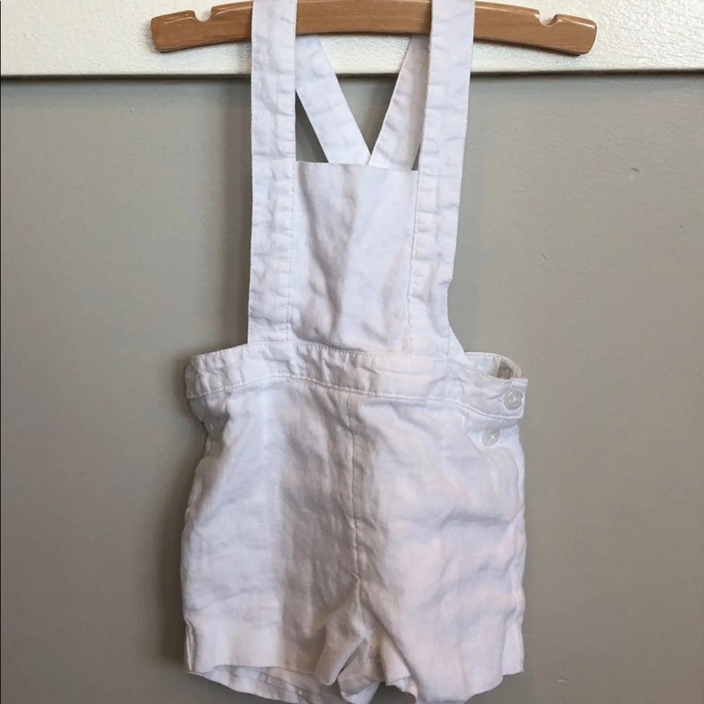 European white overall shorts